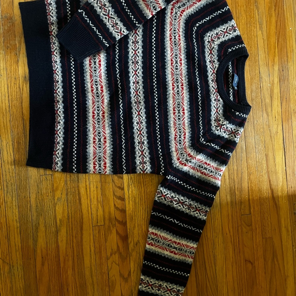 J. Crew Multicolor Patterned Fair Isle Sweater 100% Lambswool
